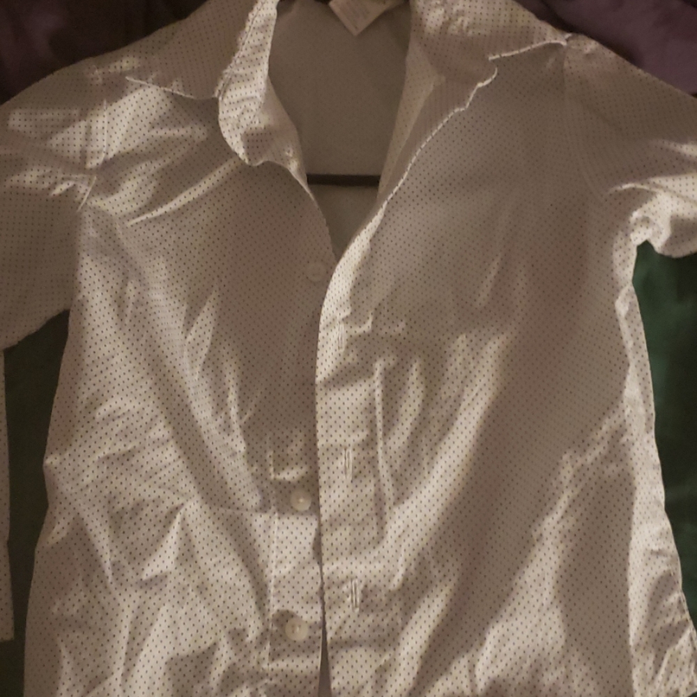 White polka dot dress shirt